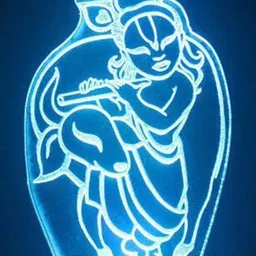 NMII White & Green Lord Krishna Printed 3D Illusion Night Lamp image 2