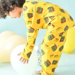Anthrilo Boys Yellow Printed Cotton Night suit image 3