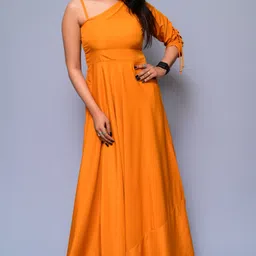 diyaz Women Fit and Flare Yellow Maxi/Full Length Dress image 1