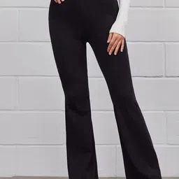 next one Women Flared Black Lycra Blend Trousers-picture-23