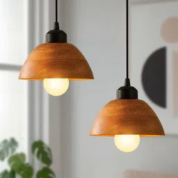 luzlane Wooden Modern Dome Hanging lights for Living room, Bedroom | Kitchen Pendant Lamp Ceiling Lamp-picture-14