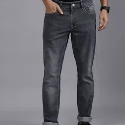 wrogn Men Slim Mid Rise Grey Jeans-picture-27