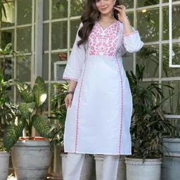 bkapparels Women Embroidered Pure Cotton Straight Kurta image 5