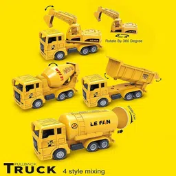 funablo Plastic Mini Trucks Micro Excavator Dump Trucks Cement Mixer Tank Birthday Gift image 3