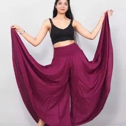 biubaa Women Regular Fit Purple Viscose Rayon Trousers image 1