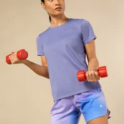 cult Women Solid Round Neck Polyester Purple T-Shirt-picture-12