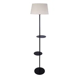 homesake Roman Khaki Cotton Shade Shelf Floor Lamp With Metal Base image 4