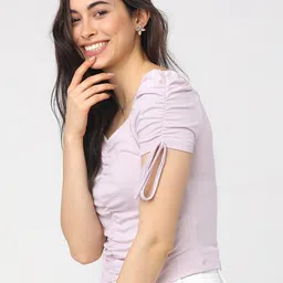Tokyo Talkies Purple Solid Regular Top image 3
