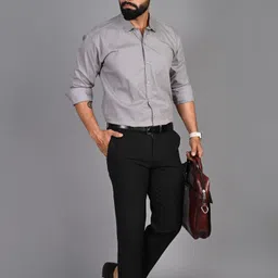 fubar Men Slim Fit Solid Spread Collar Formal Shirt image 4