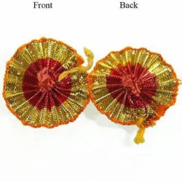 crafto Gota Patti Flowers Appliques Patches for Embroidery Decoration and Craft Making(Red Gold 100 Pieces) image 2