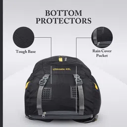 aerocraft Ultimate Waterproof Travel Backpack Camping Hiking Trecking Bag With Rain Cover Rucksack - 45 L image 3