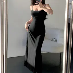 fabverse Women Bodycon Black Maxi/Full Length Dress-picture-23