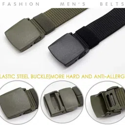 luxury leather Men Casual, Formal, Evening Black, Green Nylon Belt image 3