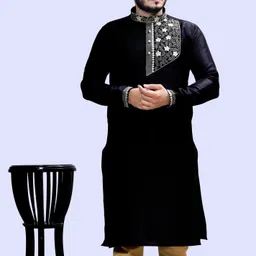 tibra collection Men Embroidered Silk Blend Straight Kurta-picture-19