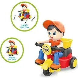 glimring Fun World Kids Unbreakable Vehicles Push and Go Toys Mini Tricycle Cartoon Toy Rattle-picture-15
