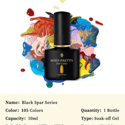 BORN PRETTY Black Spar Glossy & Matte UV LED Color Gel Nail Polish 10ml- Shade BP140 image 3