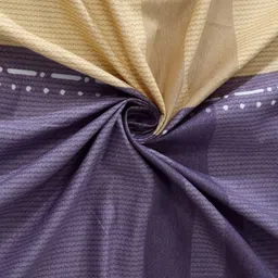 Arrabi Purple & Khaki Geometric 300 TC King Bedsheet with 2 Pillow Covers image 2