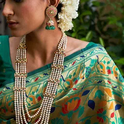 Janasya Woven Design Zari Silk Blend Paithani Saree image 3