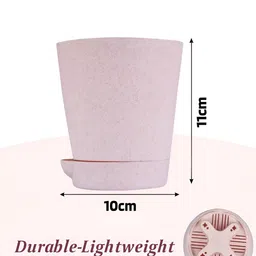 Kuber Industries Blue & Pink 12 Pieces Marble Finish Planters With Tray image 3