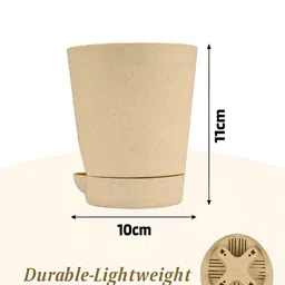 Kuber Industries Marble Titan Beige 12 Pieces Planters With Tray image 3