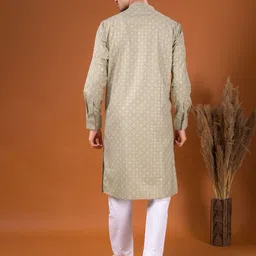 SHIWAM ETHNIX Printed Mandarin Collar Kurta With Pyjama image 4