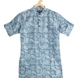 CAVIO Boys Floral Printed Kurta With Pyjamas image 4