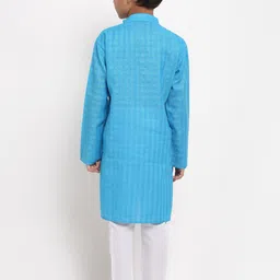 KRAFT INDIA Boys Blue Regular Pure Cotton Kurta with Pyjamas image 5