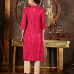 Women Geometric Print Straight Kurta image 4