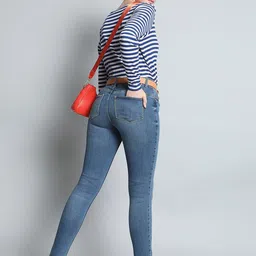 Vero Moda Women Skinny Fit High-Rise Low Distress Stretchable Jeans-image-64