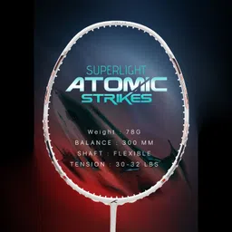 hundred Atomic Air 78 Zero Torsion Frame White, Black Strung Badminton Racquet image 4