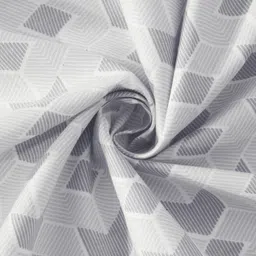 KLOTTHE Grey & White Fitted Printed 300 TC Single Bedsheet & 1 Pillow Cover image 3