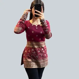 new rjp craft Women Printed Viscose Rayon Straight Kurta image 4