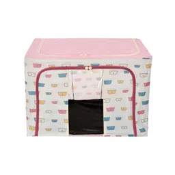 Kuber Industries Pink Printed Steel Frame Storage Box Organisers image 4