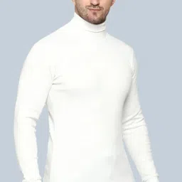 frekman Men Woven Turtle Neck White Sweater image 4