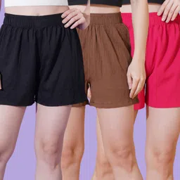 szn Solid Women Multicolor Casual Shorts image 1