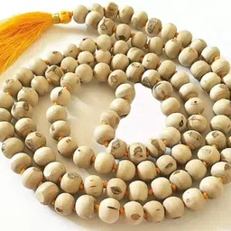 vivity Original 108 White Beads Tulsi Jaap Mala For Mantra Japa Wood Chain image 4