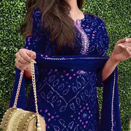 gosriki Women Cotton Rayon Kurta Pant Dupatta Set image 4