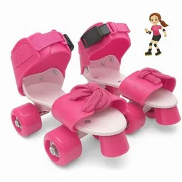 basha mall Kids Roller Skates for Ages for Kids Girls pink In-line Skates - Size 5+12 UK-picture-25