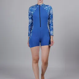 Printed Women Swim-dress Blue Swimsuit-image-7