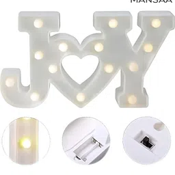 mansaa JOY Letter LED Decorative Marquee Light with Heart Design – Warm White Night Lamp-picture-12