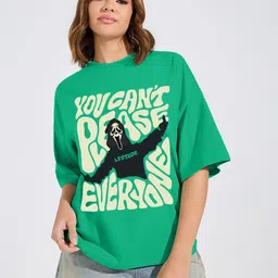 leotude Women Printed Round Neck Cotton Blend Green T-Shirt-picture-16