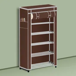mezire Compact 5-Layer Wardrobe/Shoe Rack Foldable for Clothes, Home Organizer/Home PP Collapsible Wardrobe image 3