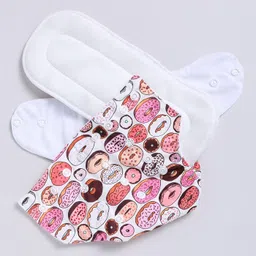 rbastic Reusable Cloth Diaper with Absorbent Inserts – Donuts Print White image 4