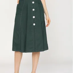 tokyo talkies Women Solid A-line Green Skirt-picture-21