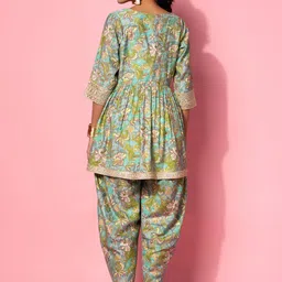 Libas Women Floral Printed Sequined Kurta with Dhoti Pants image 4