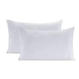 aurave White Plain Solid 400 TC Cotton Satin Pillow Covers image 2