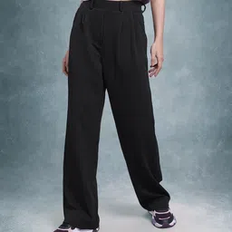 roadster Women Regular Fit Black Polyester Trousers-picture-33