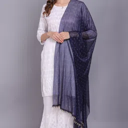 axolotl Net Self Design Blue Women Dupatta image 5