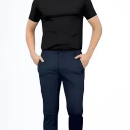 advikfashion Men Slim Fit Blue Cotton Blend Trousers image 3