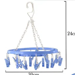 kogent enterprises Cloth Drying Stand Hanger With 16 Clips | Heavy Duty & Strong Plastic Material | Plastic Cloth Clips image 3